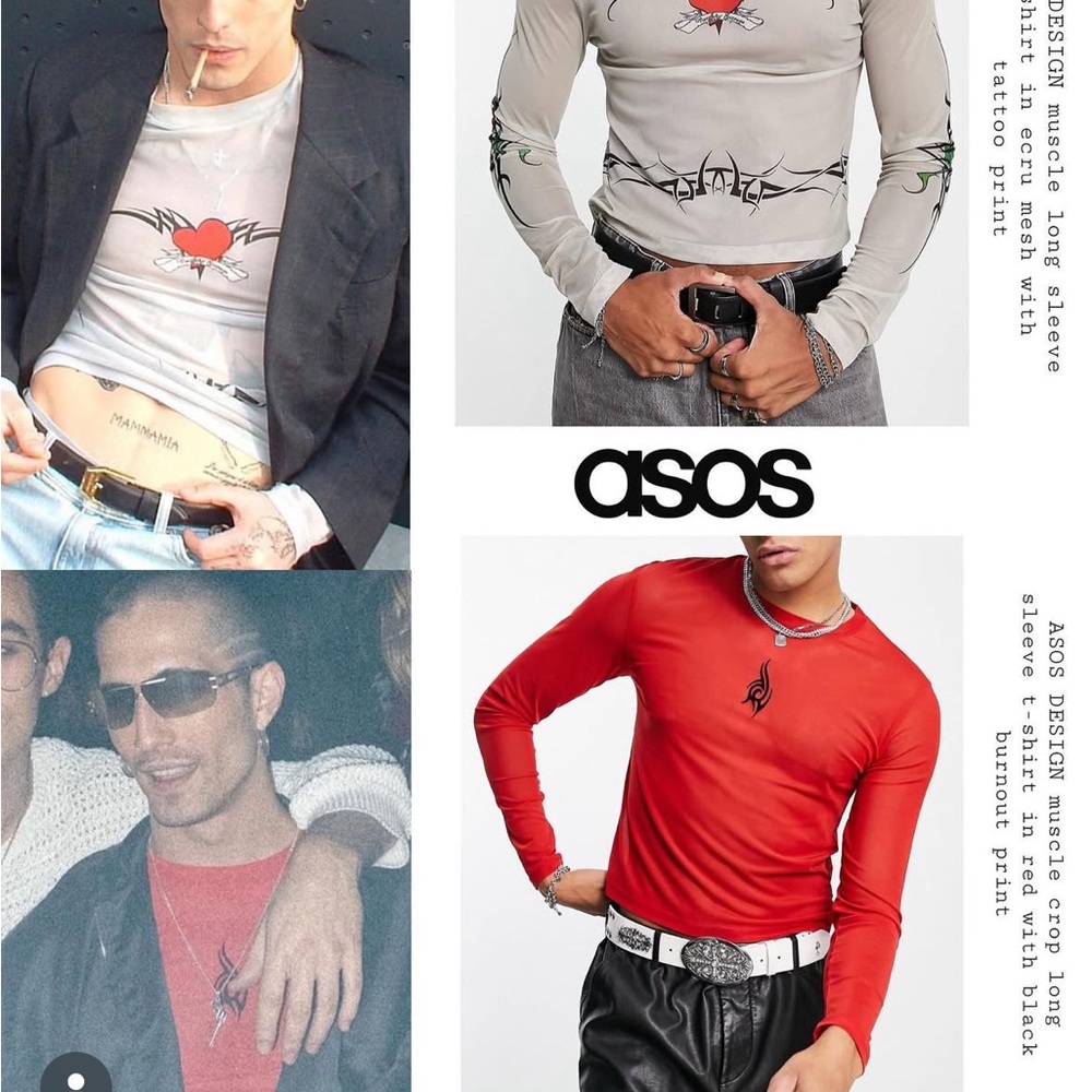 AS SEEN ON DAMIANO DAVID, MANESKIN -  Red Long Sleeve Mesh Tee